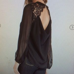 Black chiffon long sleeve s/m