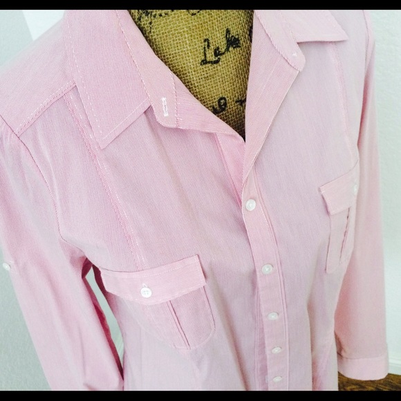 Dark pink long sleeve pink button up shirt