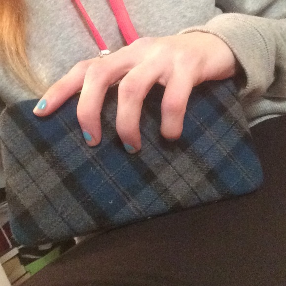 Plaid blue/grey wallet