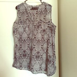 Black, grey and white snake print chiffon tank