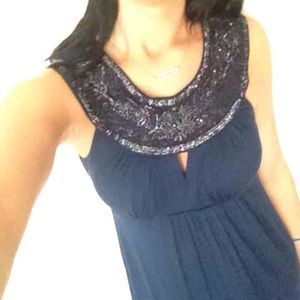 Intricate beaded collar dress