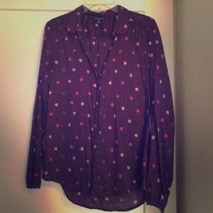 Purple button up chiffon shirt