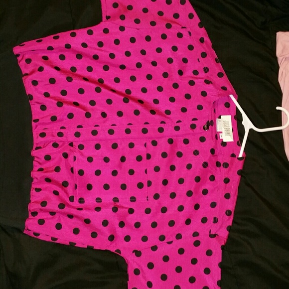 Neon pink & black polka dotted vintage jacket