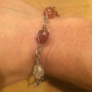 Wire bracelet with brown stones (never worn)