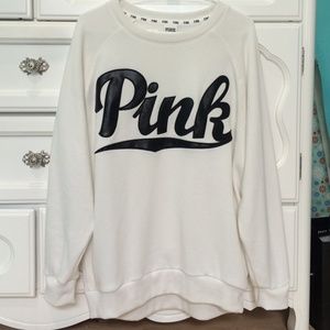 Victoria's Secret Pink Faux Leather Crew Pullover