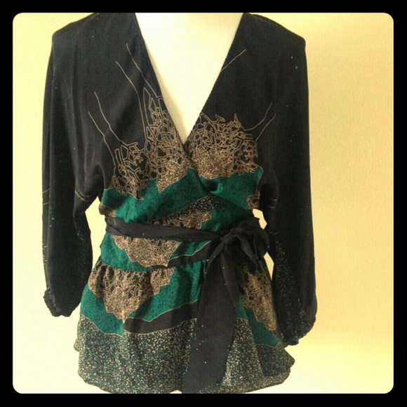 Anthropologie  Silk wrap blouse