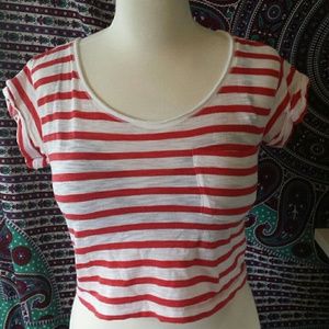 Red striped crop top