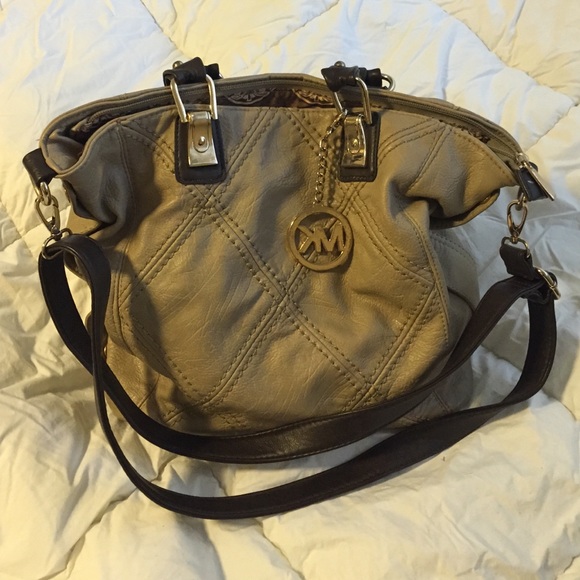 Brown leather MK chain purse