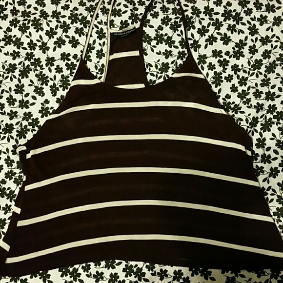 Brandy Melville Maroon & white striped top