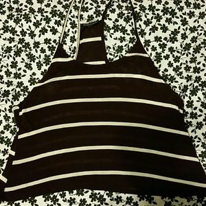 Brandy Melville Maroon & white striped top