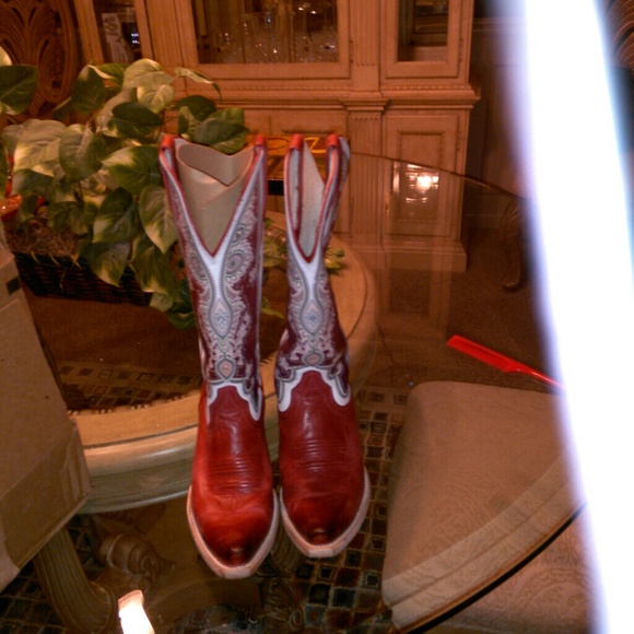 Red and white Cowboy Boots