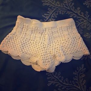 White knitted shorts
