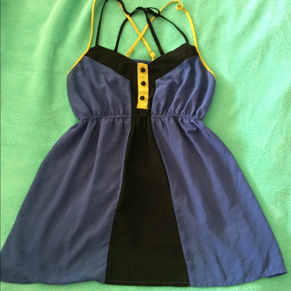 Navy blue,black and mustard tank top