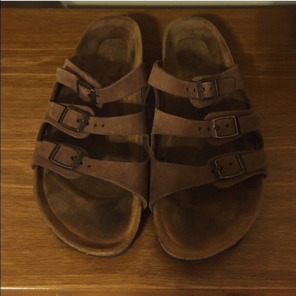 Birkenstock Shoes - Birkenstock three-strap brown sandals. 38/8.