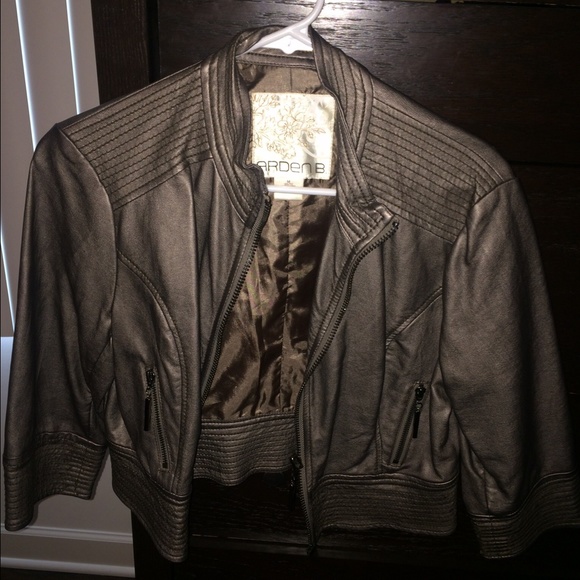 Faux Leather Bronze Cropped Jacket