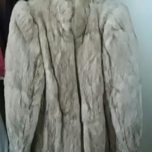 Dyed rabbit fur coat