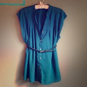 Teal boxy blouse