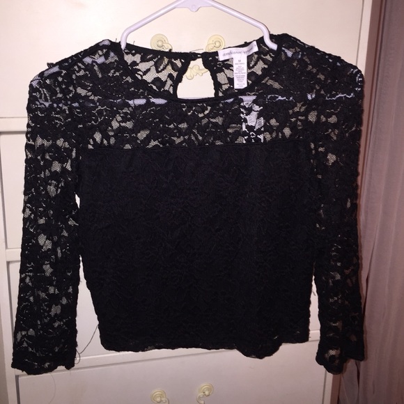 Black lace crop top