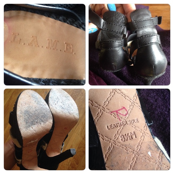 L.A.M.B. Black Leather Leopard "Eben" Heels 8.5M - Picture 4 of 4