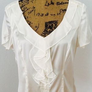 Off white/cream peasant front silk blouse