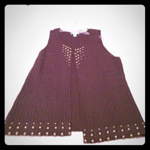 Style & co brown sweater vest with gold detailing