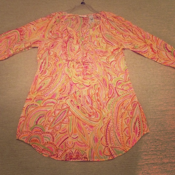 Brightly colored patterned tunic
