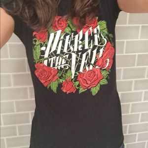 Pierce the Veil logo shirt with rose design