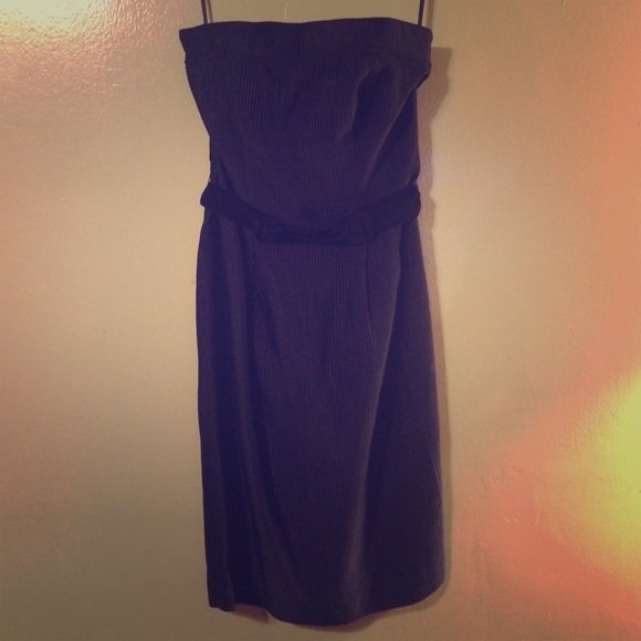 Victoria's Secret Strapless Navy Dress with Bow