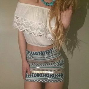 Beaded and Sequined Bandage Tribal Skirt, sz xs