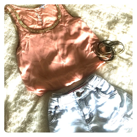 Pastel pink with gold chains