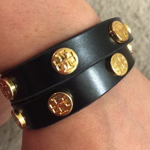 Tory Burch Double-Wrap Logo Stud Bracelet