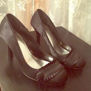 Black satin like heels
