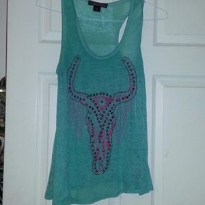 Studded aqua sheer top