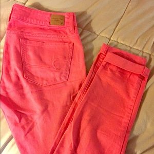 American eagle - coral skinny jeans