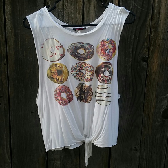 Knotted White donut muscle tank