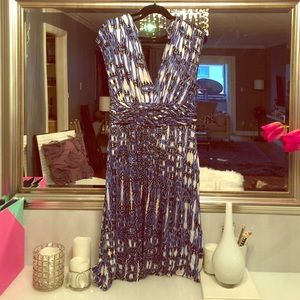 Silk back front v neck dress