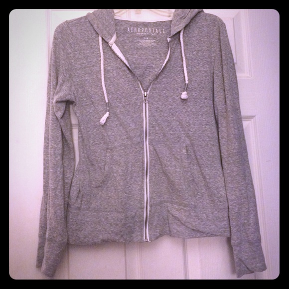 Gray and white zip-up