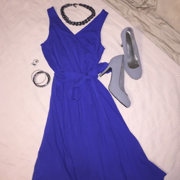 🚫sold in bundle: Blue cotton wrap dress