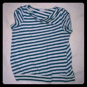 Bright blue and white striped shirt