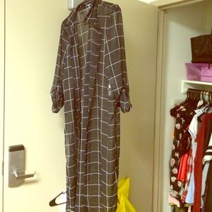 Sheer Black &White Striped Flowy Overlay/Cardigan