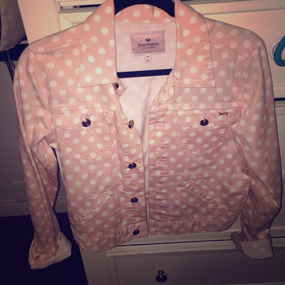 Juicy couture nude color polka dot Jean jacket