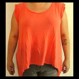 Forever 21 salmon colored hi-low with sheer back.