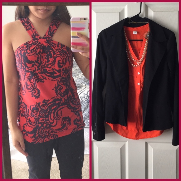Bundle | Coral Halter Top and Black Suit Jacket