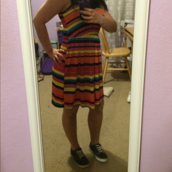Lightweight Multicolored Mesh Top Tank Dress - Picture 3 of 4