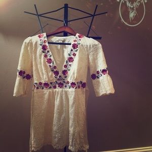 Boho lace white top