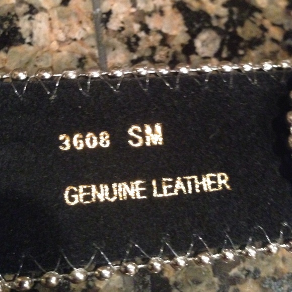 Black fleur de lis leather belt