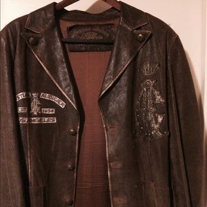 Christian Audigier Leather Jacket