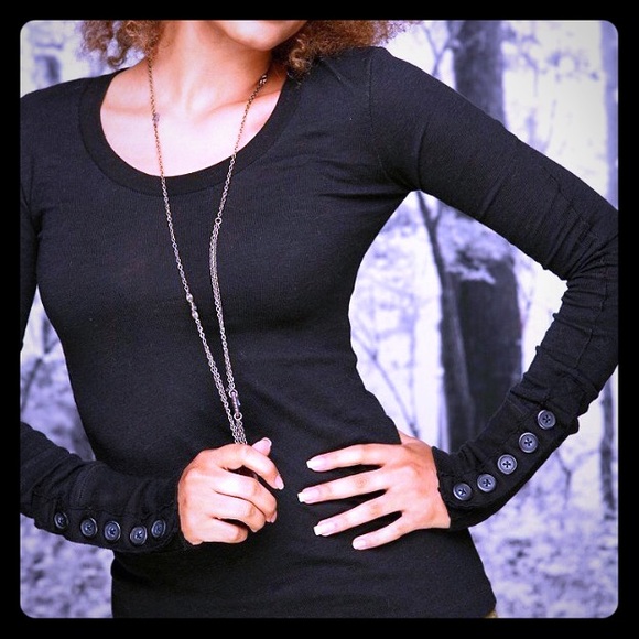 Free People Buttoned Cuff Scoop Neck