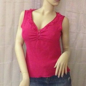 Hot pink express ruffled sleeveless flowy silk top