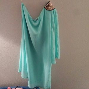 Turquoise one sleeve dress